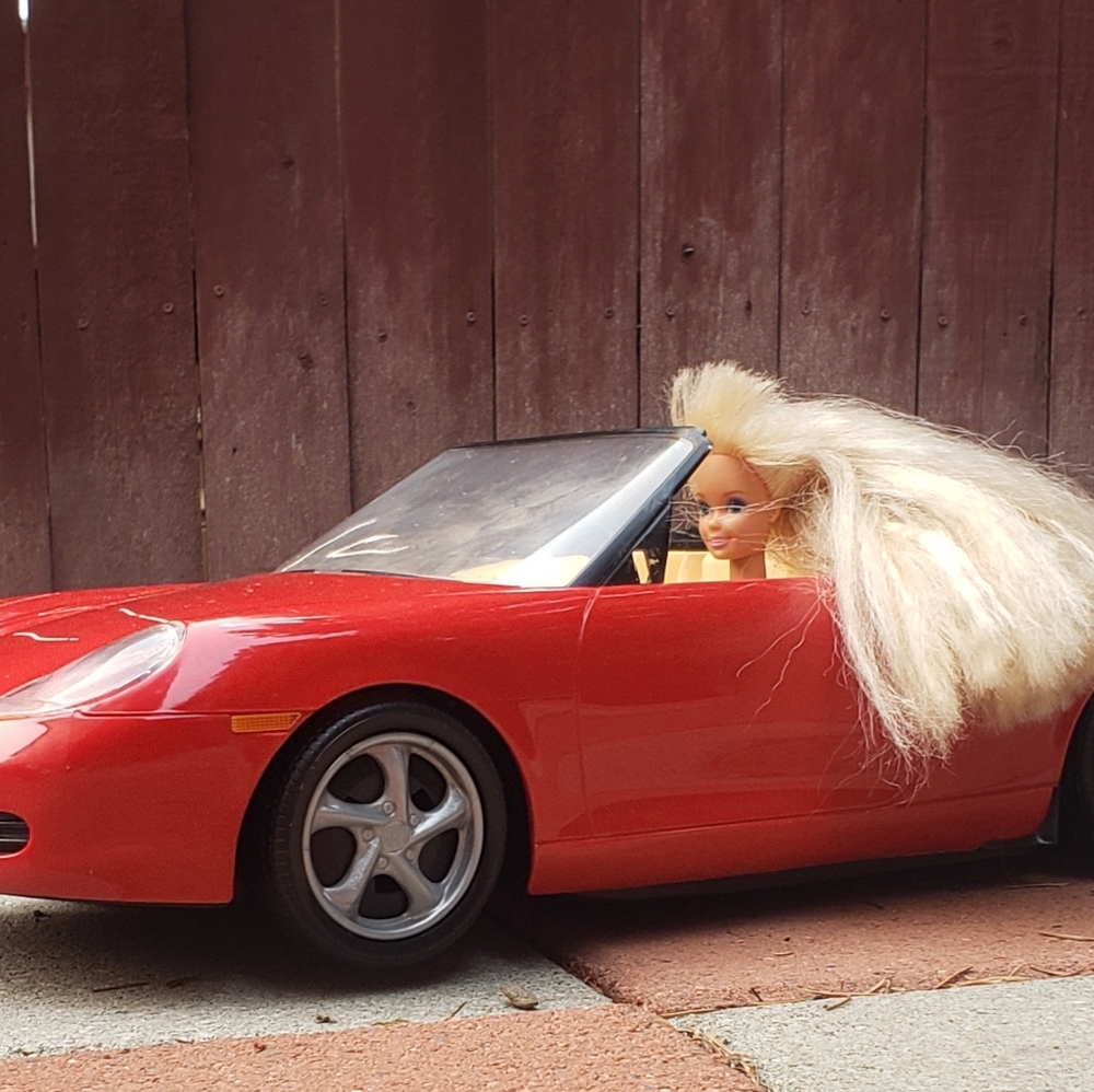 Rare Mattel Barbie Red Porsche Boxster Sports Convertible.